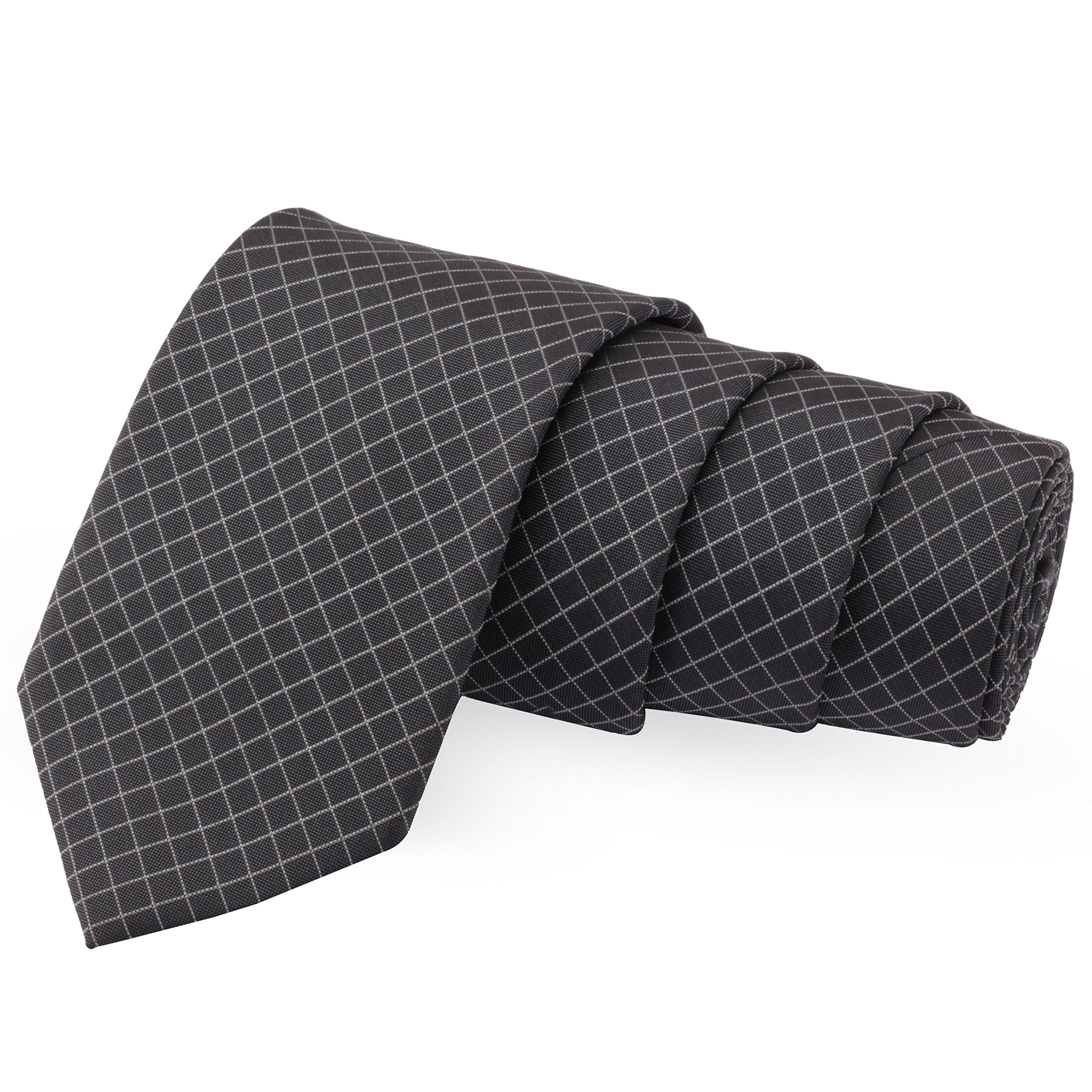 peluche Trig Black & Grey Colored Microfiber Necktie for Men-picture-42