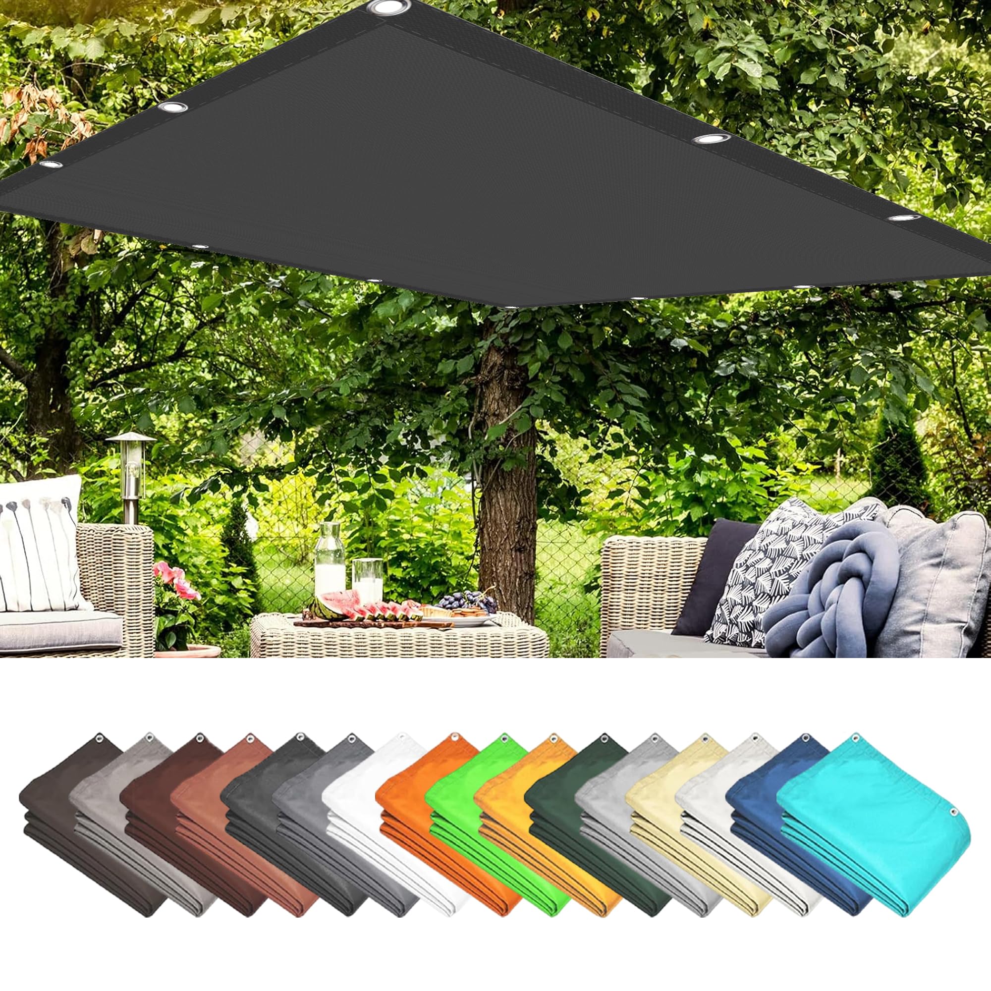 Voile d'ombrage rectangulaire auvent gris foncé pour abriter le repas de jardin