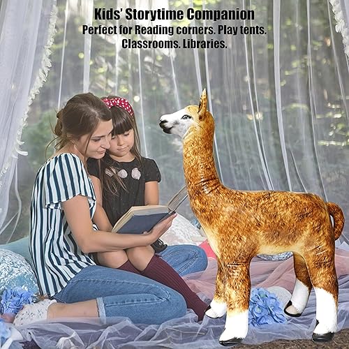 Miniatura 17 de Jet Creations Caballo inflable de 38 pulgadas de largo x 30 pulgadas de alto, juguete de animales inflables de color marrón dorado para niños a