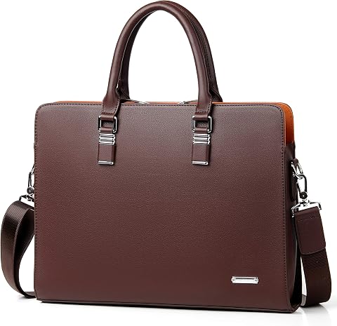 Business Leather Briefcase Shoulder Laptop Bag for Men