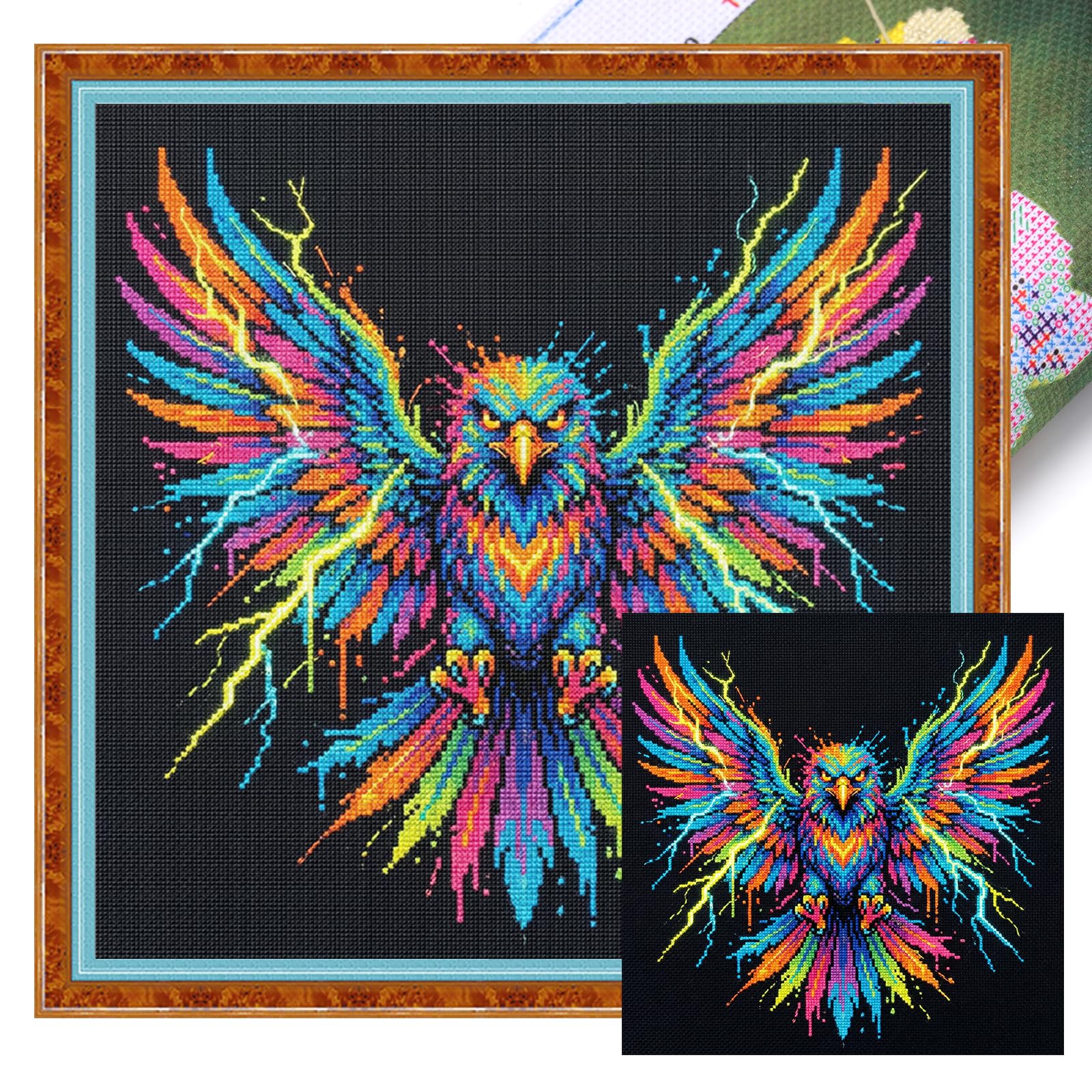 POETRYDRAW Eagle Full 14CT DIY Stamped Cross Stitch Kits 11.81x11.81inch Embroidery Needlepoint Starter Kits for Beginners Adults Home Decor (Eagle)
