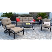 Elizabeth Cast Aluminum Powder Coated 6-piece Seating Set with Sunbrella Cushions - Antique Bronze