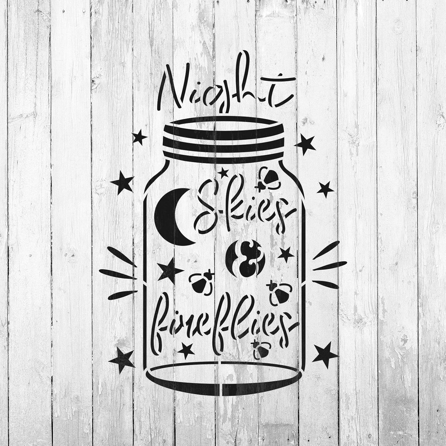 Night Skies Firefly Jar Stencil - Summer Stencil, Craft Elegant and Modern Decorations Easily, Skies Stencil