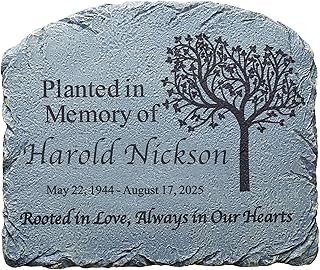 Let's Make Memories Personalized Memorial Garden Stone - Sympathy - Loss of Loved One - Grave Marker - Laser Engraved - Condolences - Indoor/Outdoor - Durable Resin - Rooted in Love