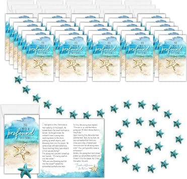 Smiling Wisdom - 30 Bulk Gifts - Starfish Story Appreciation Greeting Cards Turquoise - Employee Staff Teachers Volunteers - 90pcs - Starfish White Envelopes