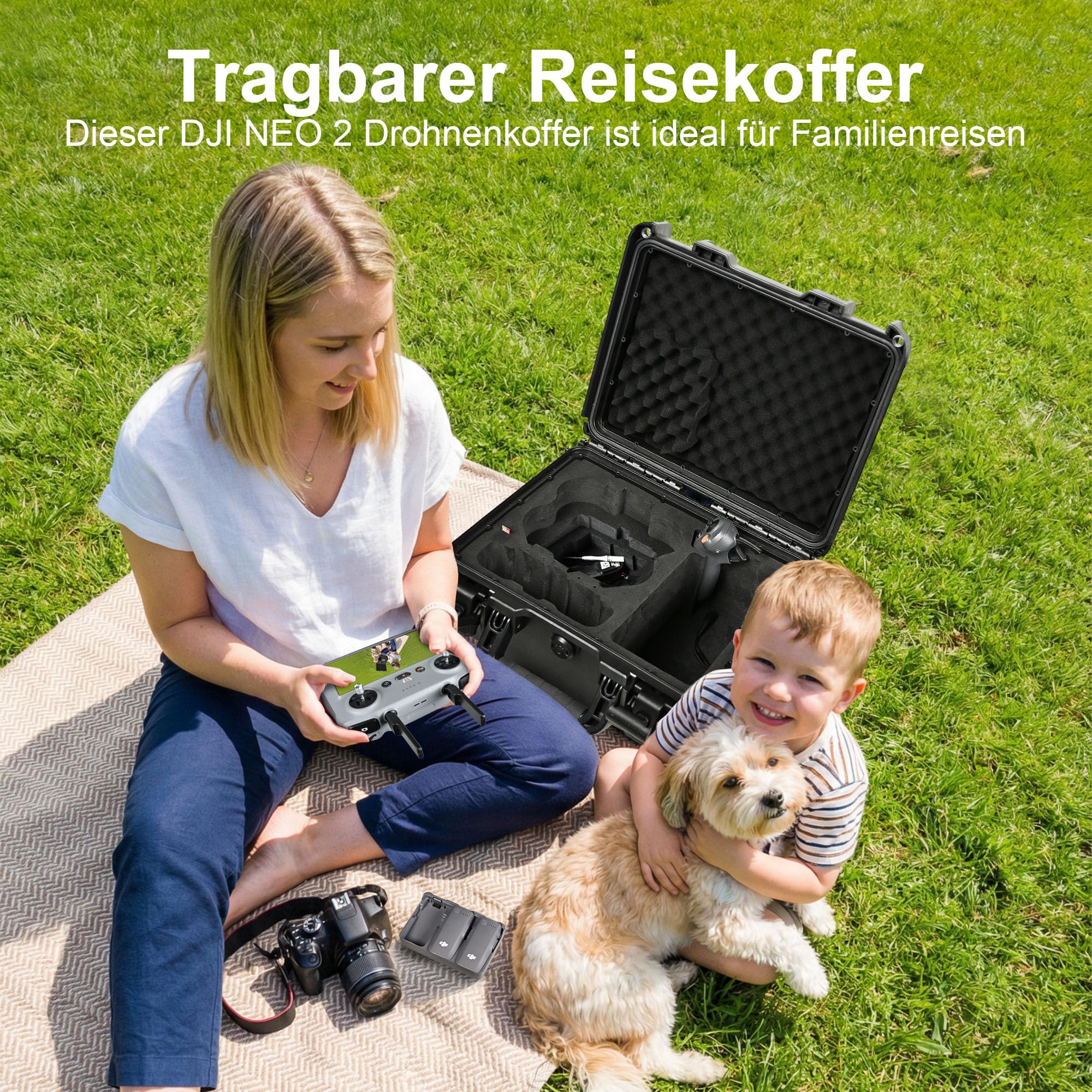 LEKUFEE wasserdichte Harte Transportkoffer für DJI Neo 2 Drohne, Motion Fly More Combo, DJI RC 2, RC N3, Goggles N3/3, RC Motion 3 und Zubehör (nur Tasche)
