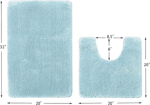 Miniatura 2 de YHF - Juego de 2 alfombras de baño de microfibra gruesa y suave, contorno en forma de U, alfombras de baño lavables a máquina, alfombras de baño