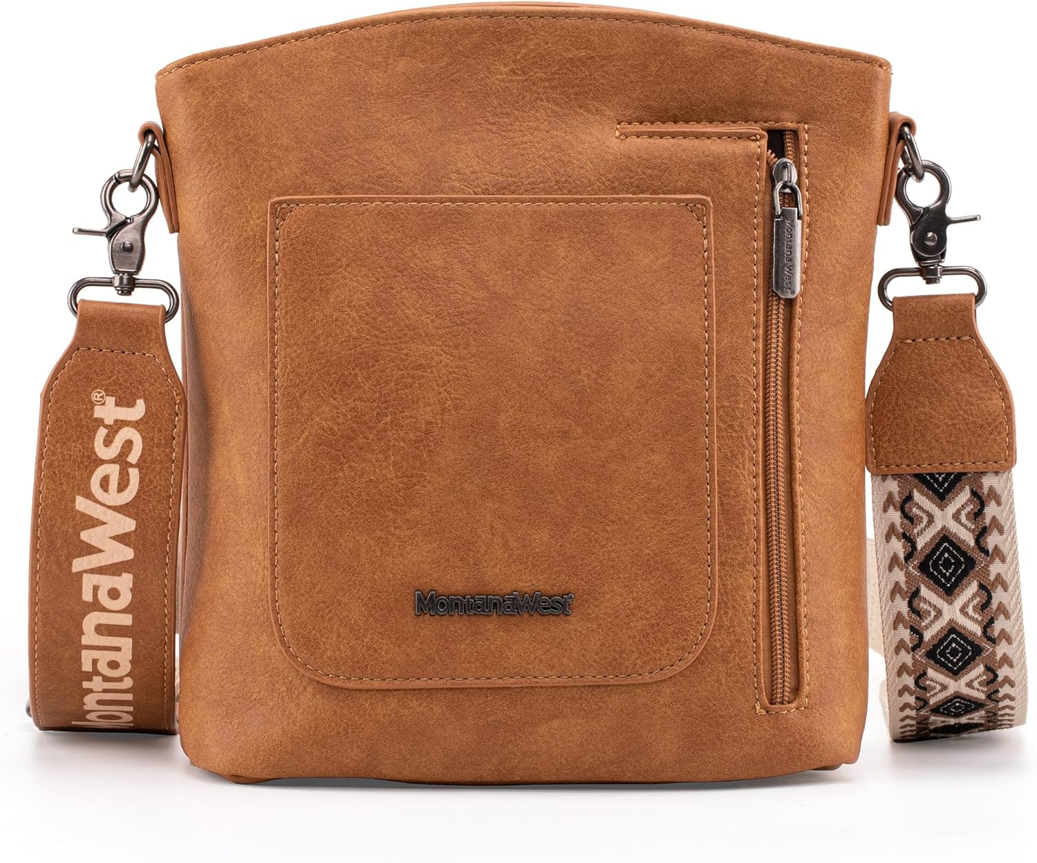 Montana West Multi Zip Pocket Large Crossbody Bag With Guitar Strap - Image 3