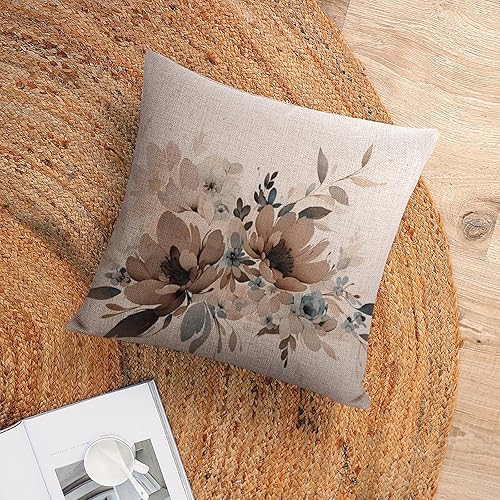 Miniatura 6 de MaSiledy Fundas de cojín decorativas modernas de lino con diseño de flores en acuarela, decoración del hogar al aire libre, primavera y verano,