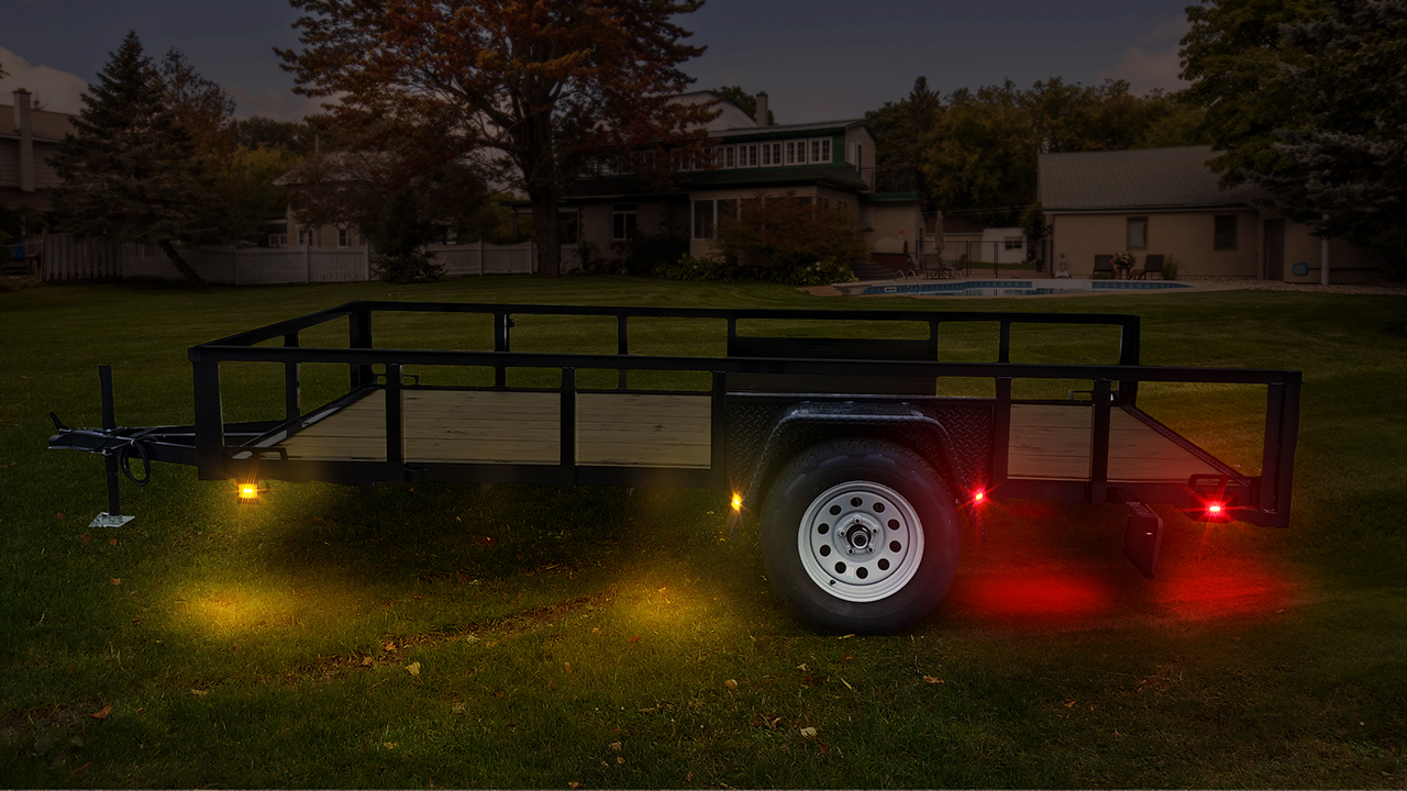 4-Pack 24V Truck Side Marker Lights - White Running + Amber Turn Signal With Demon Eye (5x4 Inch)