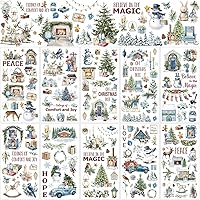 Vista 16 de Lincia 10 hojas de calcomanías para transferencia de manualidades y muebles, calcomanías de muñeco de nieve, gnomo de reno, vintage