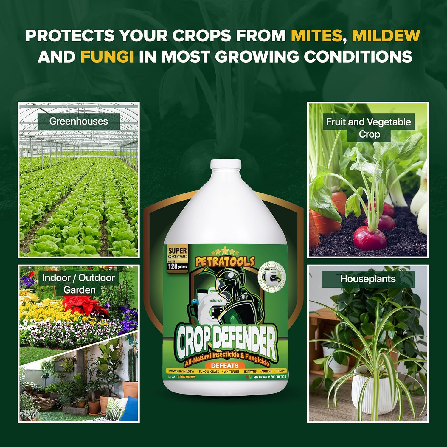 Buy PetraTools Crop Defender Super Concentrate Pesticide, Miticide, Plant Fungicide, Insecticide