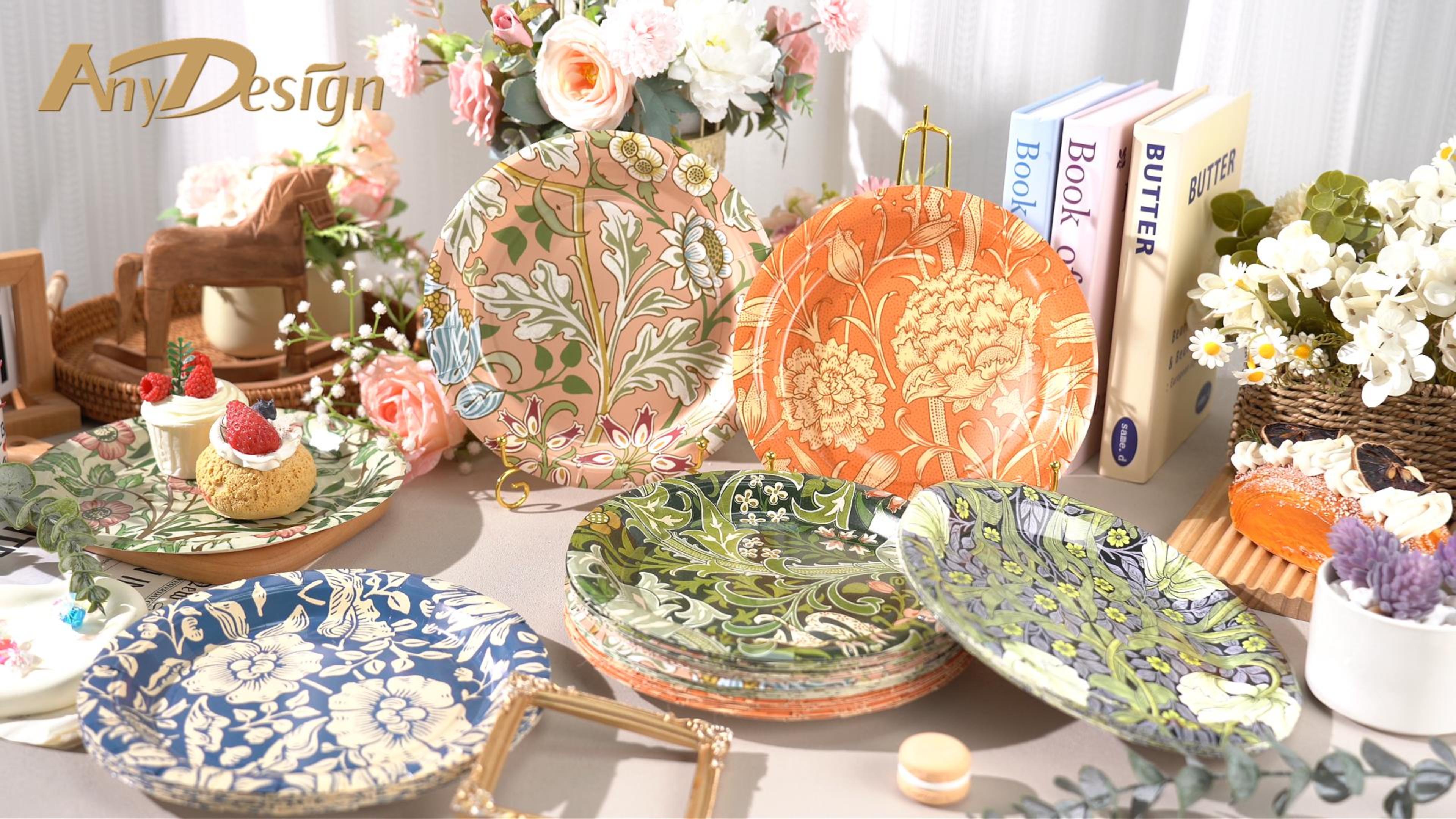 Amazon.com: 60Pcs Vintage Wildfloral Paper Plates Colorful