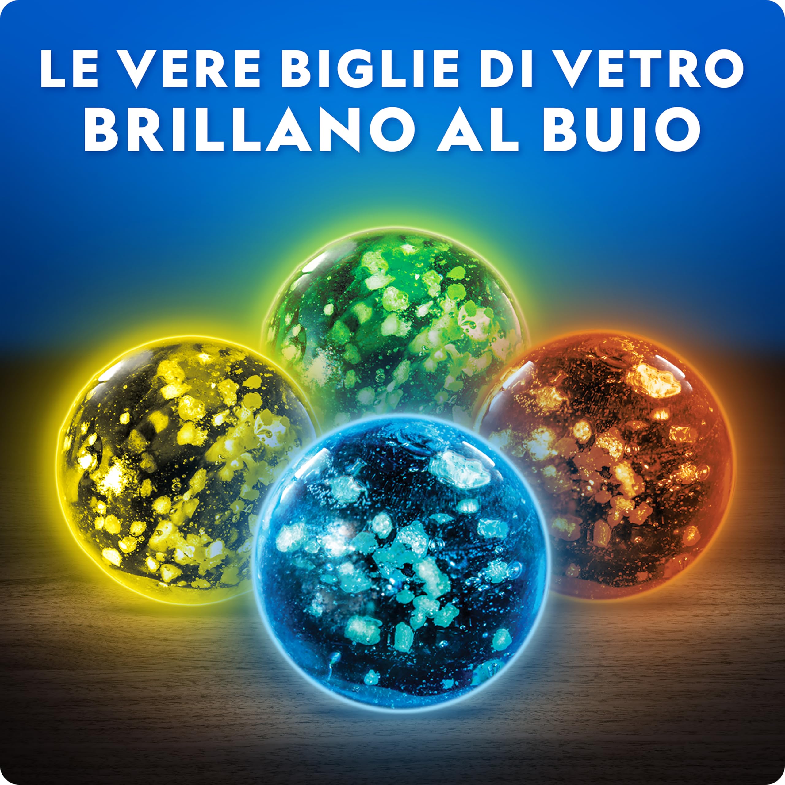 NATIONAL GEOGRAPHIC Percorso di Biglie Fluorescenti – Kit di Costruzione con 15 Biglie in Vetro che si Illuminano al Buio e Sacca, Gioco STEM per Bambini e Bambine