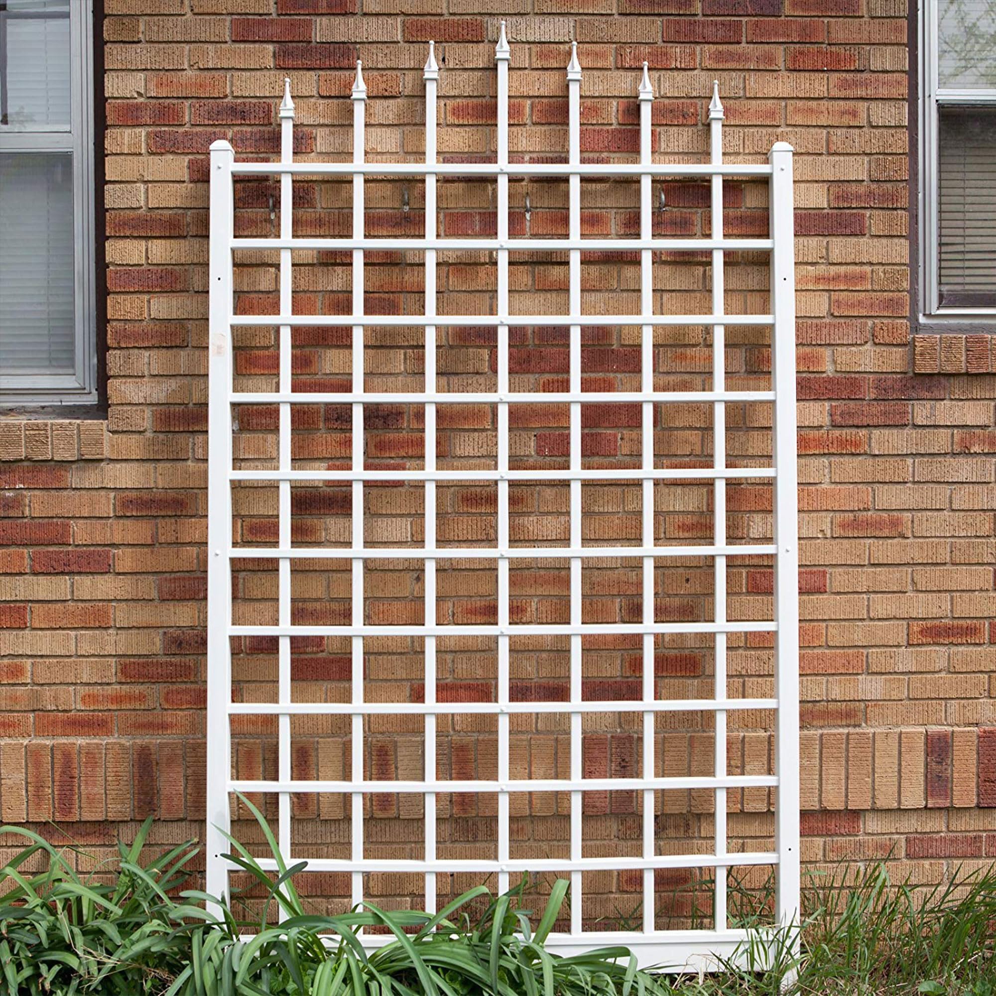 Dura-Trel Winchester Treillis en vinyle, cadre de support pour plantes d'extérieur, 144,8 x 241,3 cm, blanc – Treillis décoratif de style grille pour plantes grimpantes et fleurs, utilisation contre