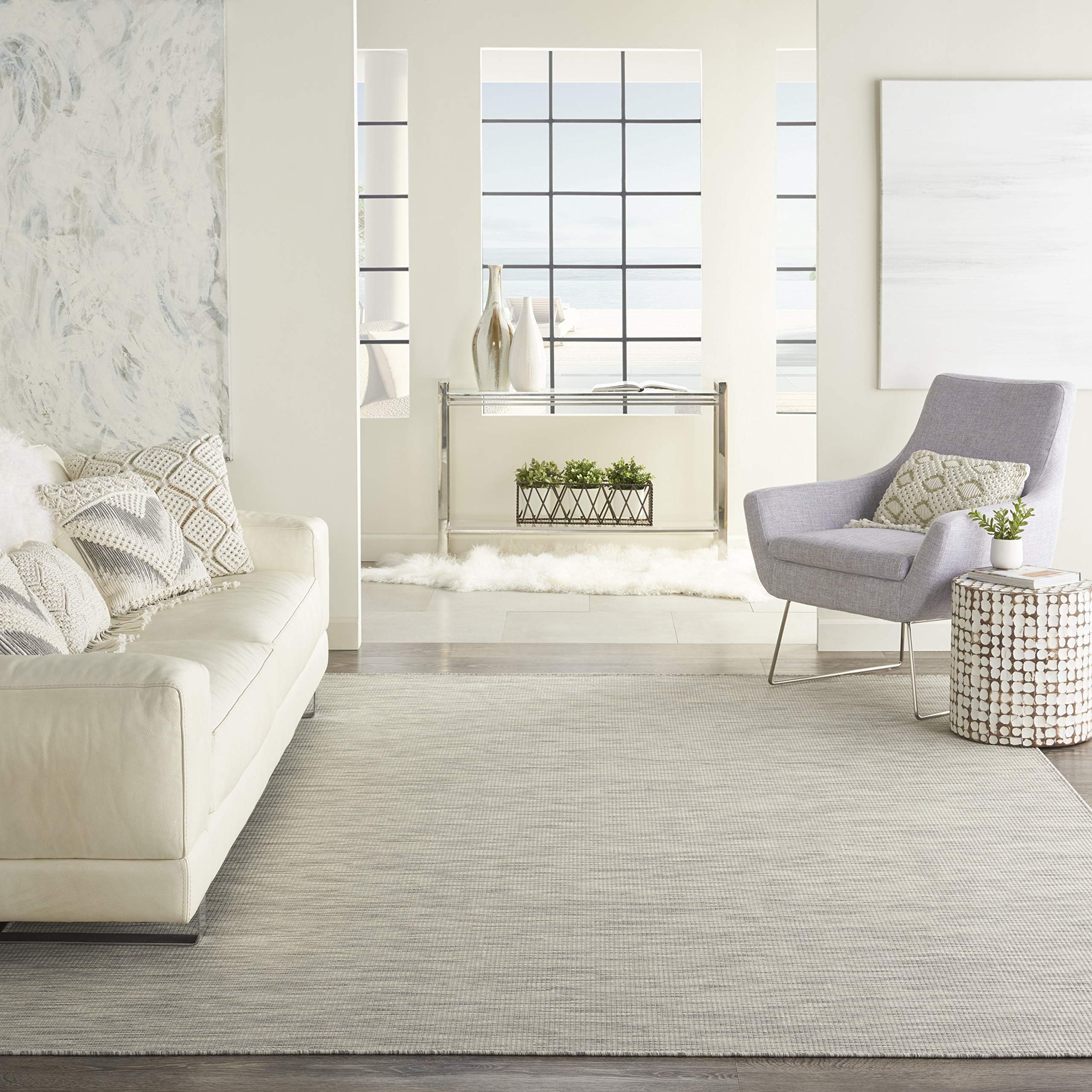 NOURISON Postiano Indoor/Outdoor Solid Lt Grey 8' x 10' Area Rug 8' x 10'