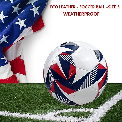 Miniatura 5 de GX USA - Balón de fútbol, talla 5, pelota de entrenamiento y partido, blancorojoazul