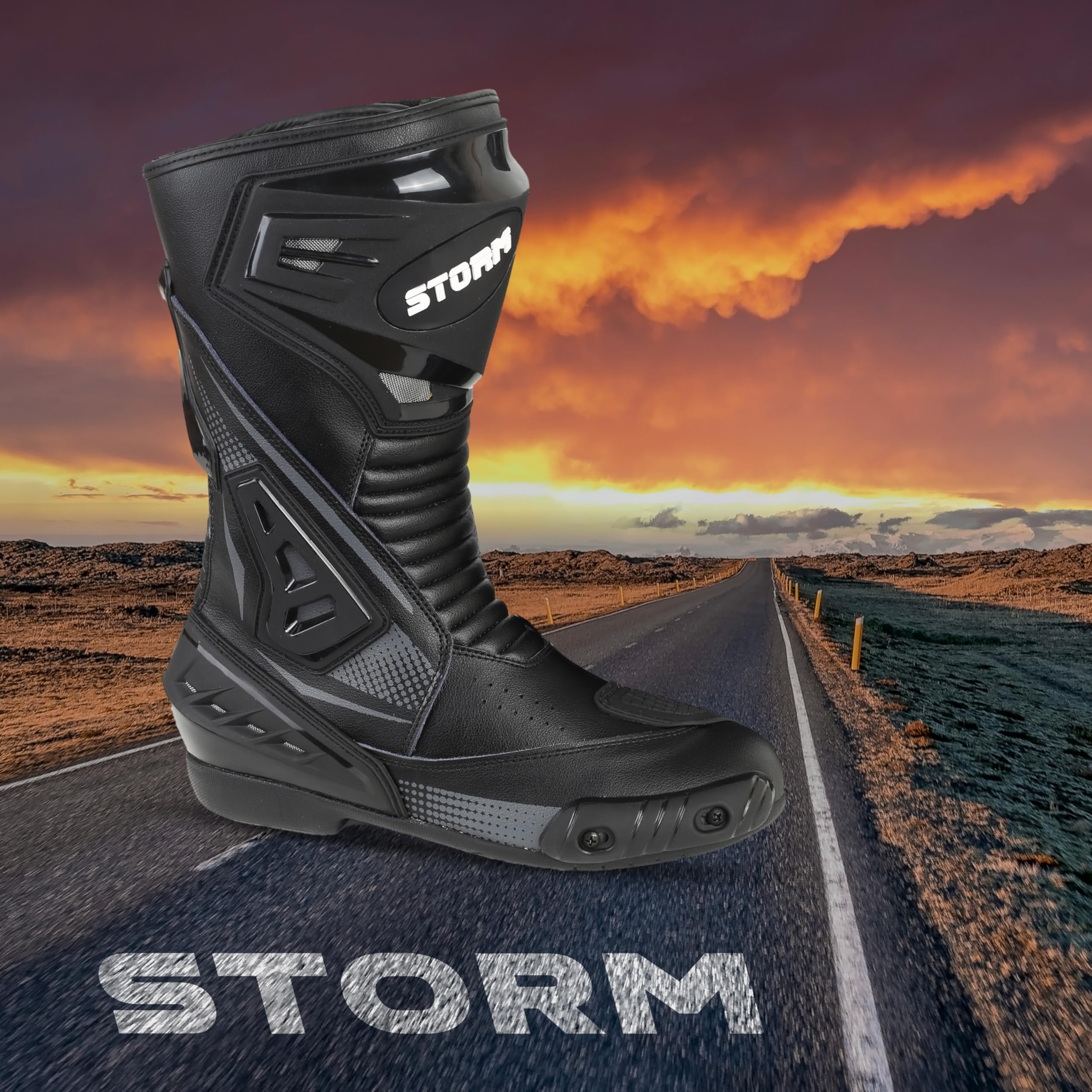 Stivali da moto Storm in vera pelle, impermeabili, con protezione anti-scivolo, da corsa e sportivi, omologati CE