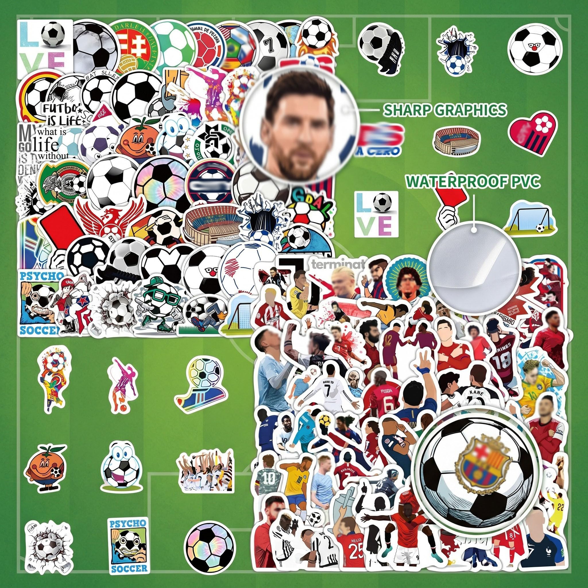 120 Pezzi Calcio Adesivi, Calcio Gioco Stickers, Impermeabile Sport Decalcomanie per Bambini, Adolescenti, Adulti