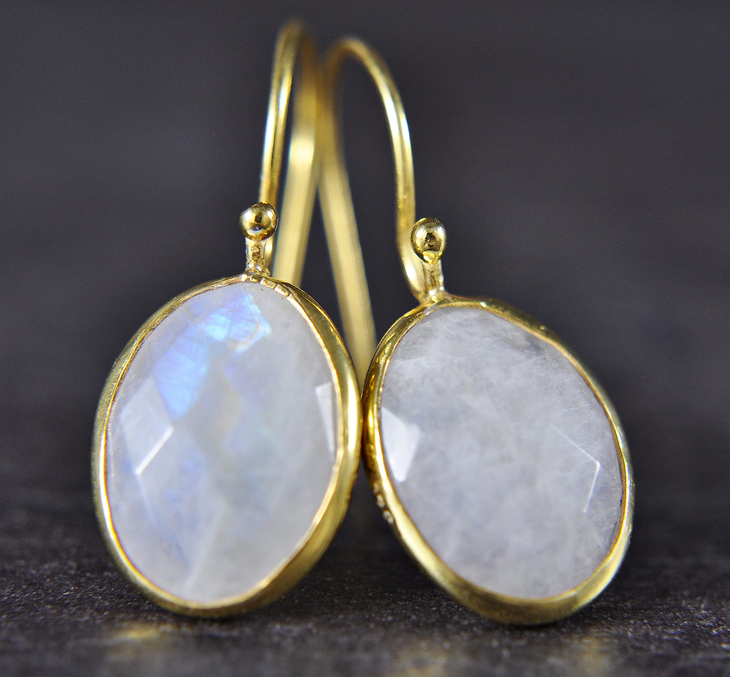 MONDSTEIN - 925 Sterling Silber - Heilstein - Kette - Gold - Weiß - Oval - Halskette mit Anhänger - Damen - Geburtstag - Silberkette - Geschenk für Sie - Schmuck Geschenk - Handmade