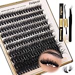 Focipeysa Lash Extension Kit Thick Eyelash Extension Kit 10-18mm Fluff Volume Lash Clusters 200D Individual Eyelashes Kit with Lashes Bond, Lashes Remover, Lash Tweezers, DIY Lash Extension