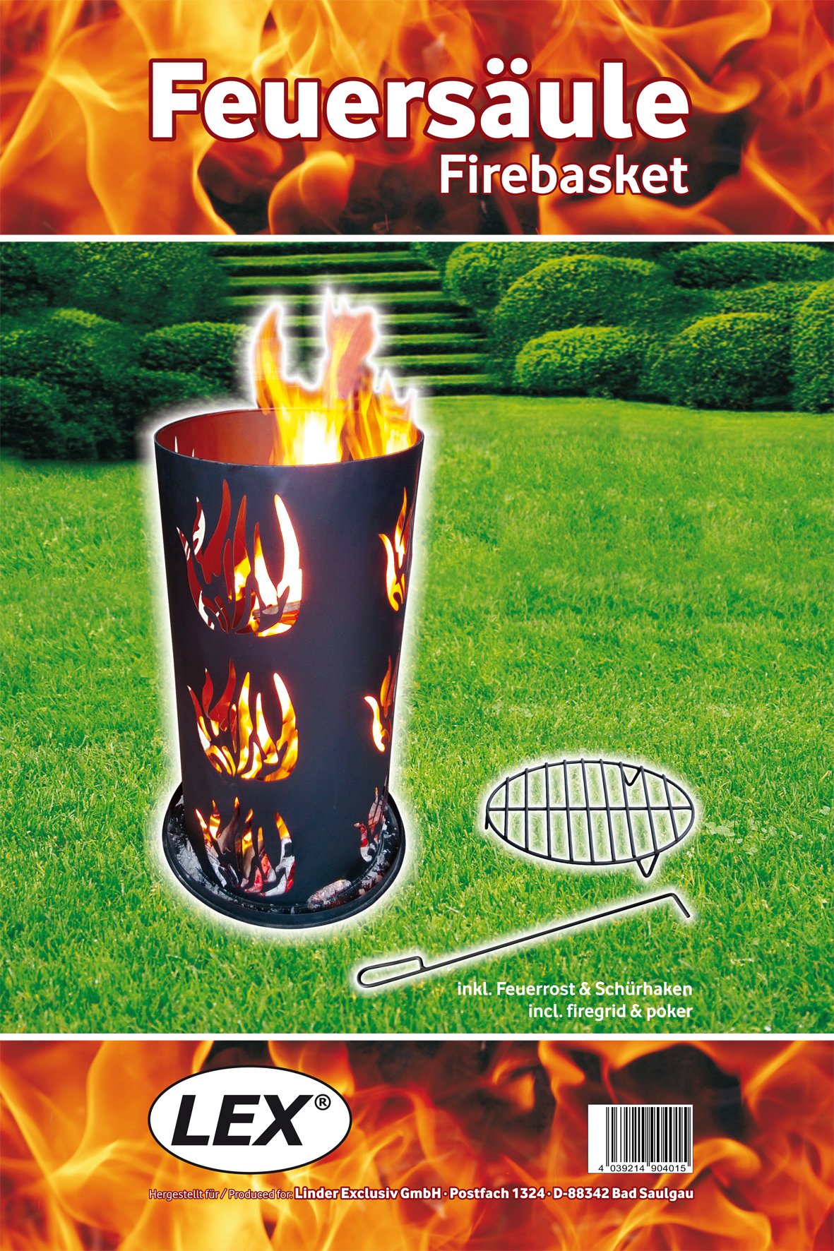 Feuersäule 80cm, schwarz, Rost