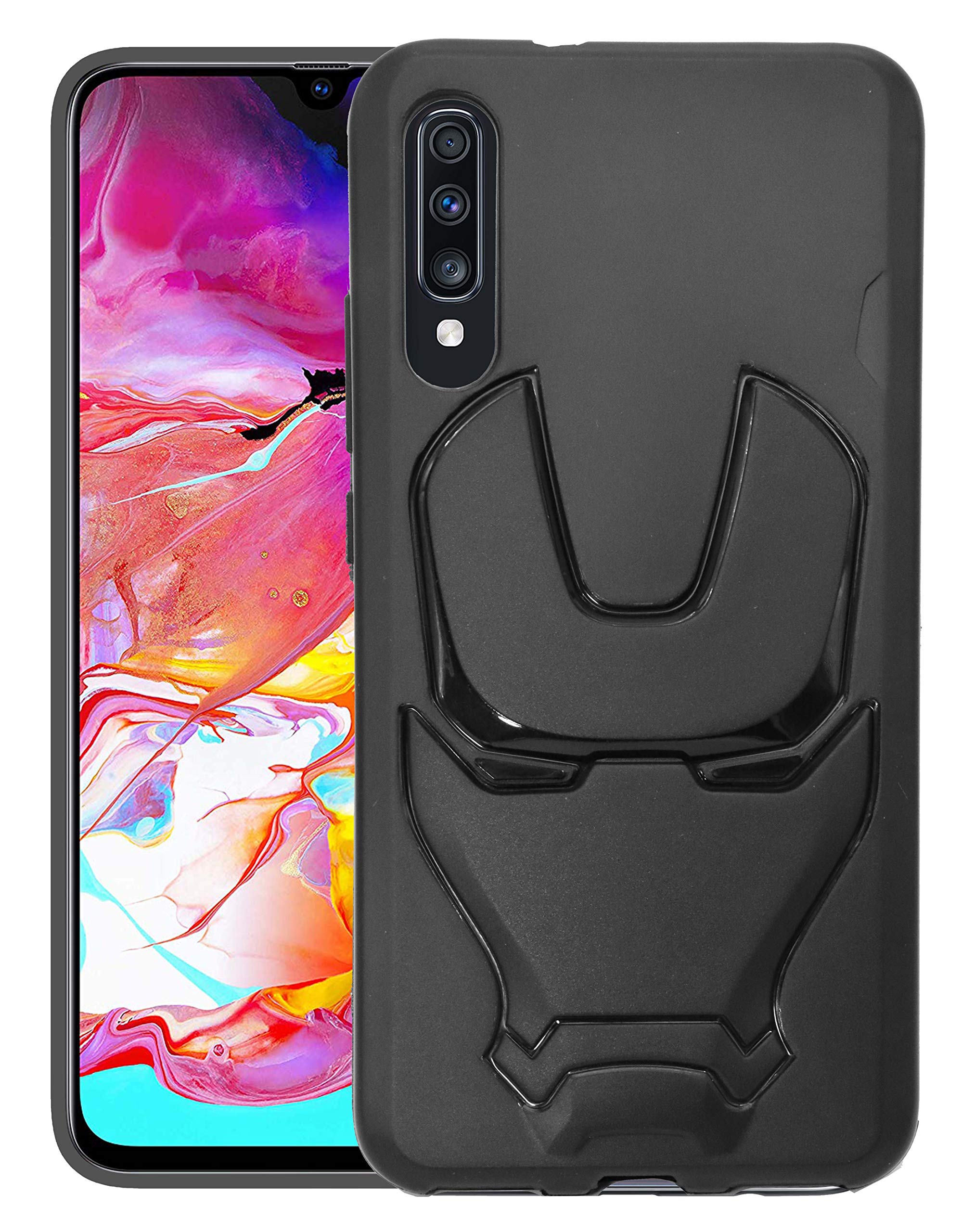 VAKIBO 3D Mask Iron Man Avenger Series Premium Shockproof Design Soft Silicon TPU Back Cover Case Suitable for Samsung Galaxy A70