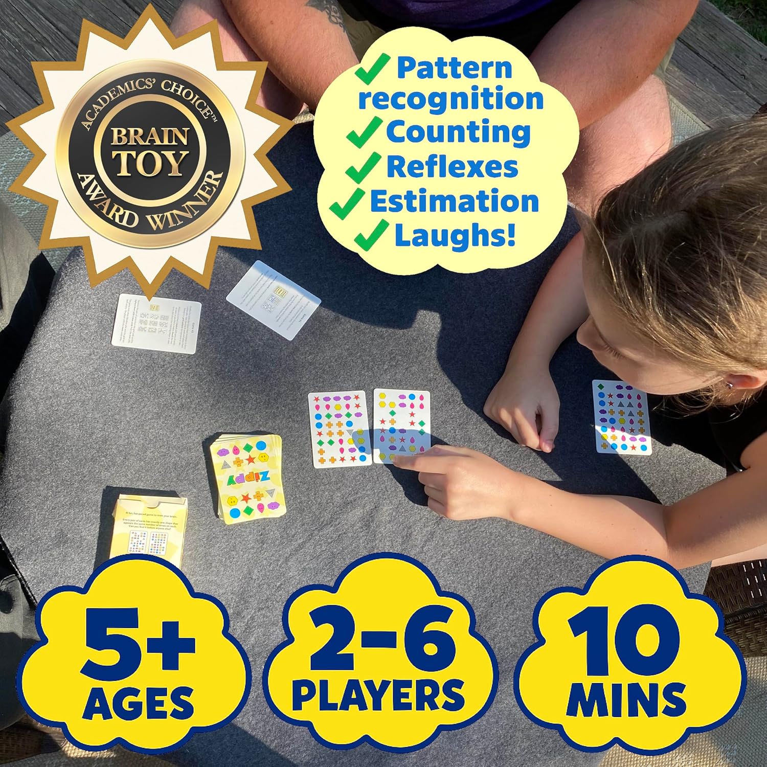Zippy - The Award-Winning Amazing Game of Keen Perception - Fun, Portable, Easy-to-Learn Visual Card Game for Kids, Adults, and Families - Brain Games for Kids - Ages 5+, Players 2-6