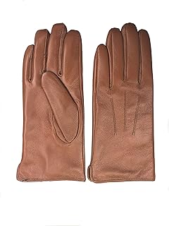 Womens Winter Genuine Sheepskin Nappa Leather Lined Gloves - Tan (7 - Small)