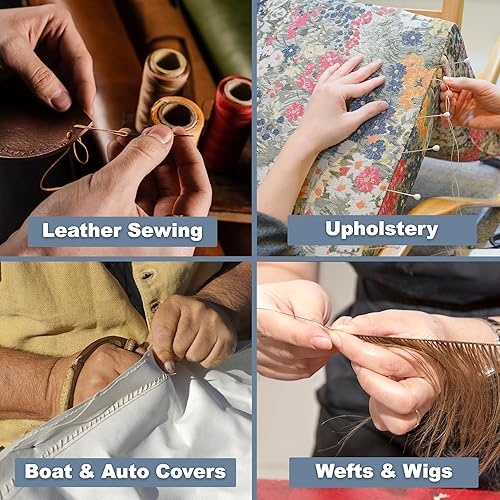 Miniatura 183 de Mandala Crafts Hilos de coser resistentes de nailon consolidado, hilo para tejer jeans de cuero, hilos de tapicería marina al aire libre, Beige