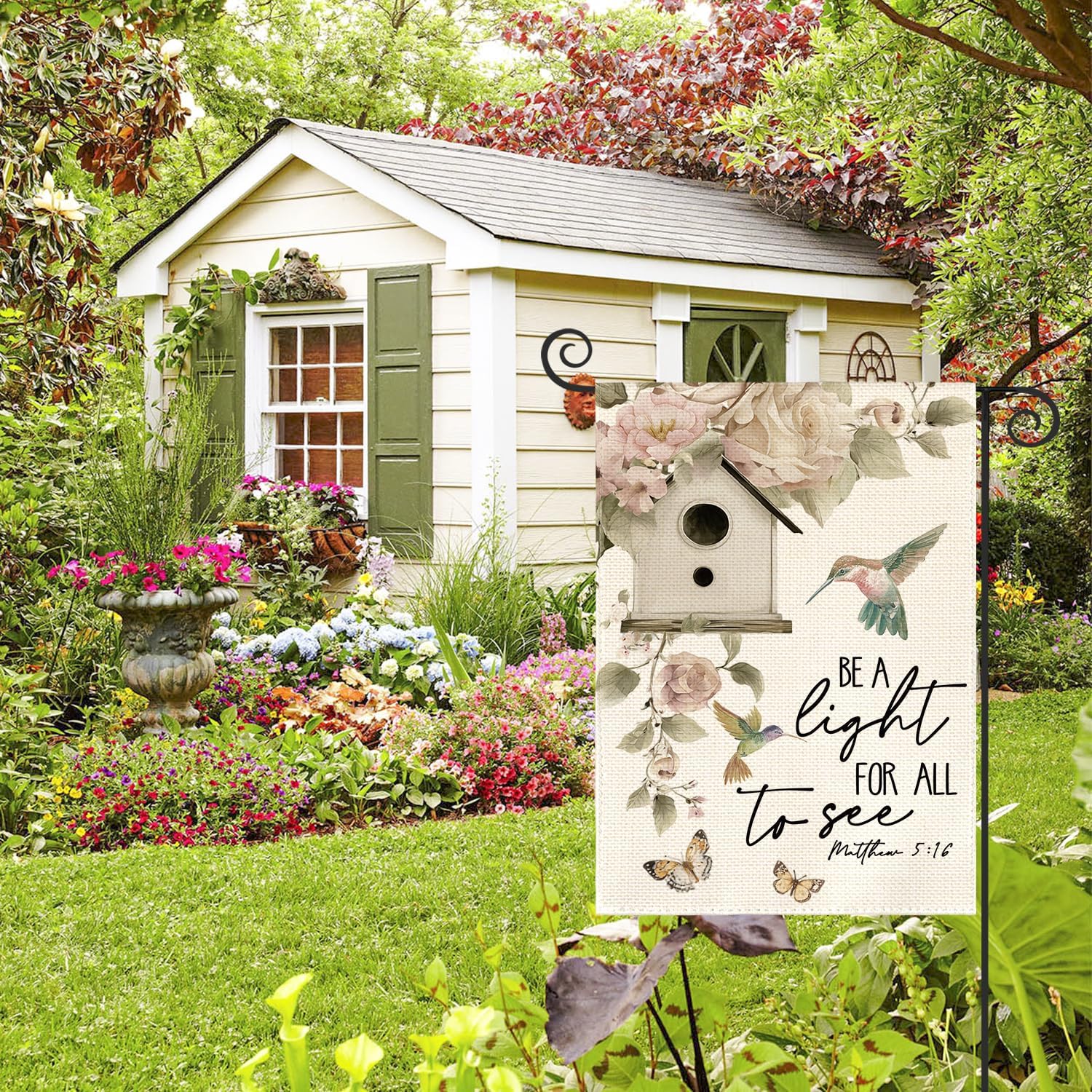 AVOIN colorlife Hummingbird Butterfly Spring Floral Garden Flag 12x18 Inch Double Sided Outside, Seasonal Welcome Yard Outdoor Flag - Image 4