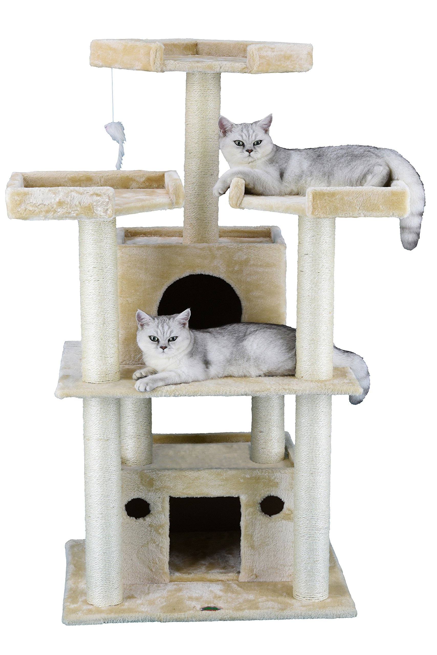 Go Pet Club 51" Tall Beige Cat Tree Furniture