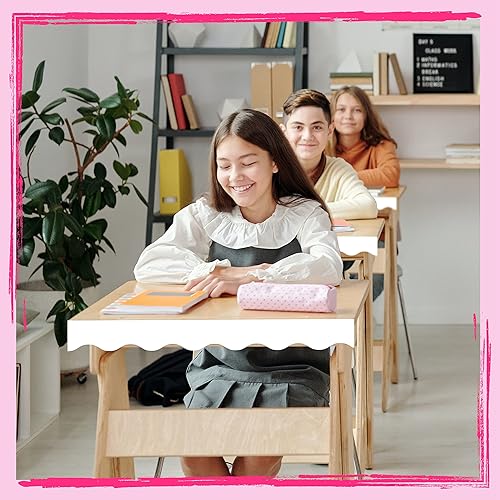 Miniatura 69 de Bordes de tablón de anuncios de 60 pies, borde ondulado amarillo puro con diseño de línea ondulada para la escuela, el aula y las oficinas Amarillo