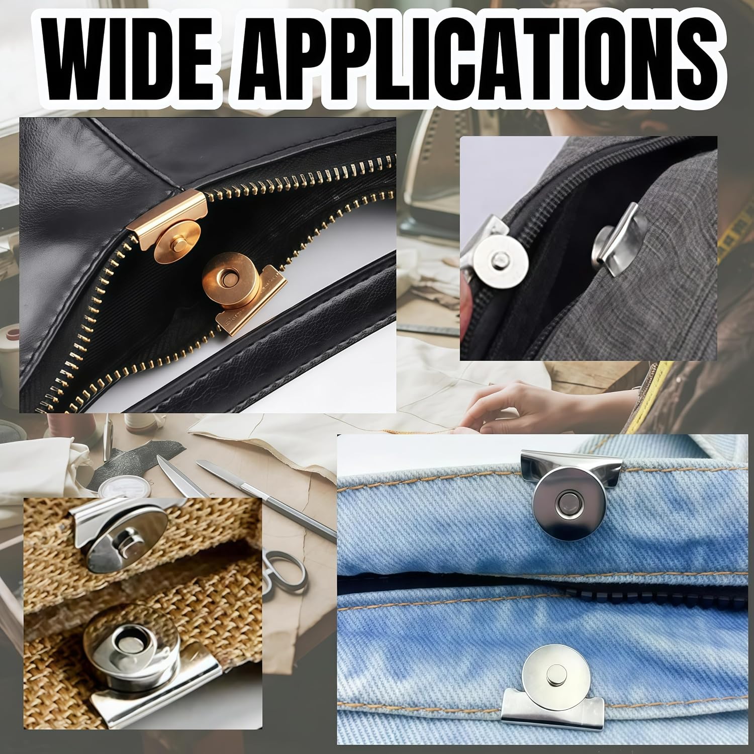 Magnetic Snaps for Purses: 16 Pcs 4Colors Snap Buttons, No-Sew Clasps image 5