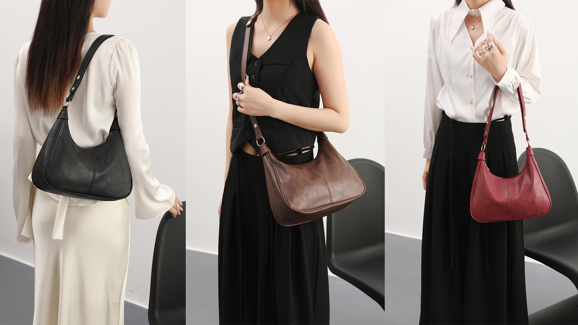 Bolso de hombro para mujer en cuero vegano ultra suave miniatura 7