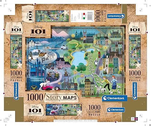 Miniatura 7 de Clementoni 39665 Dalmatas - Rompecabezas para adultos, 1000 piezas, 1000 mapas de Disney, 101 dálmatas, 1000 piezas, fabricado en Italia,