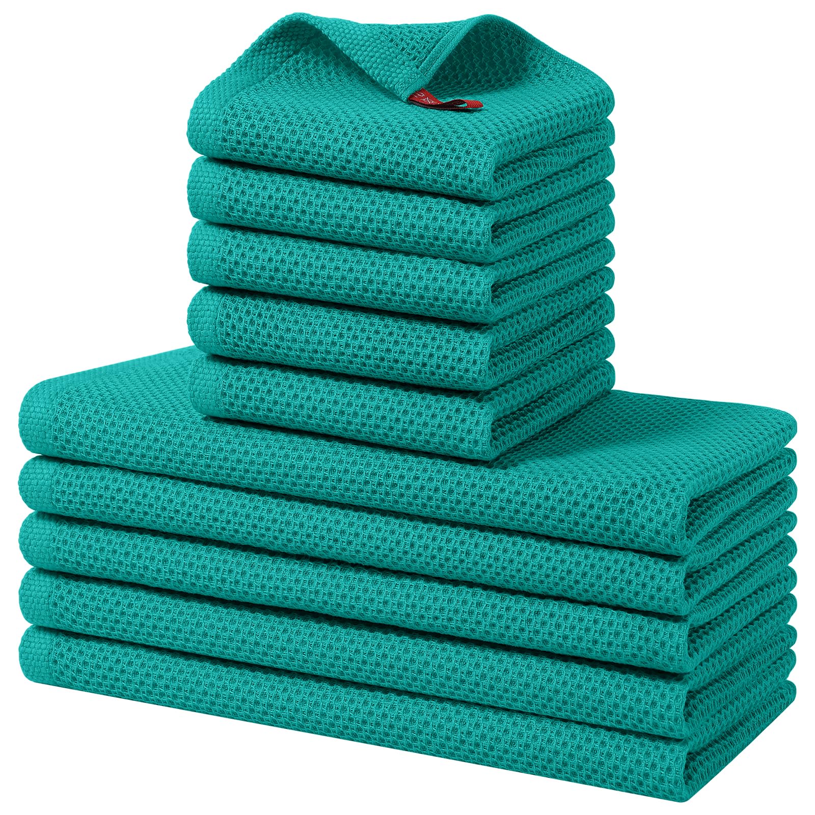 Homaxy Lot de 10 torchons de cuisine et torchons de cuisine 100 % coton, bleu sarcelle