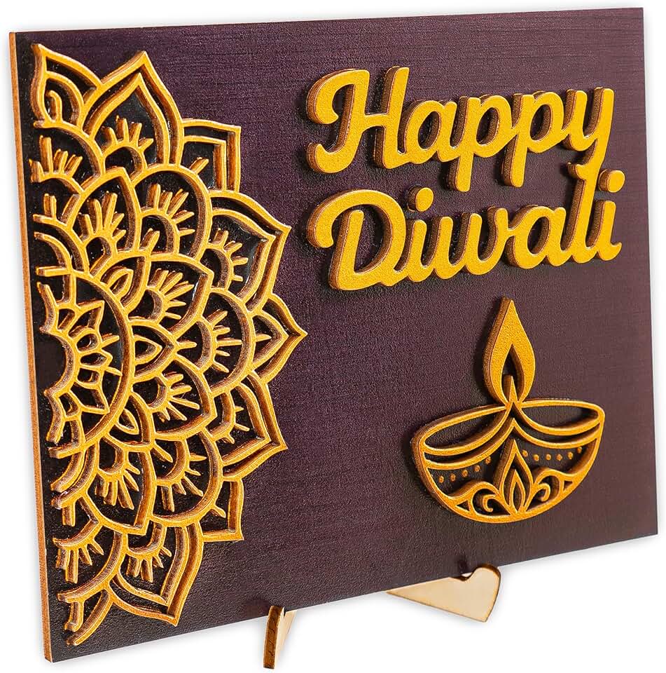 Happy Diwali Wooden Table Sign