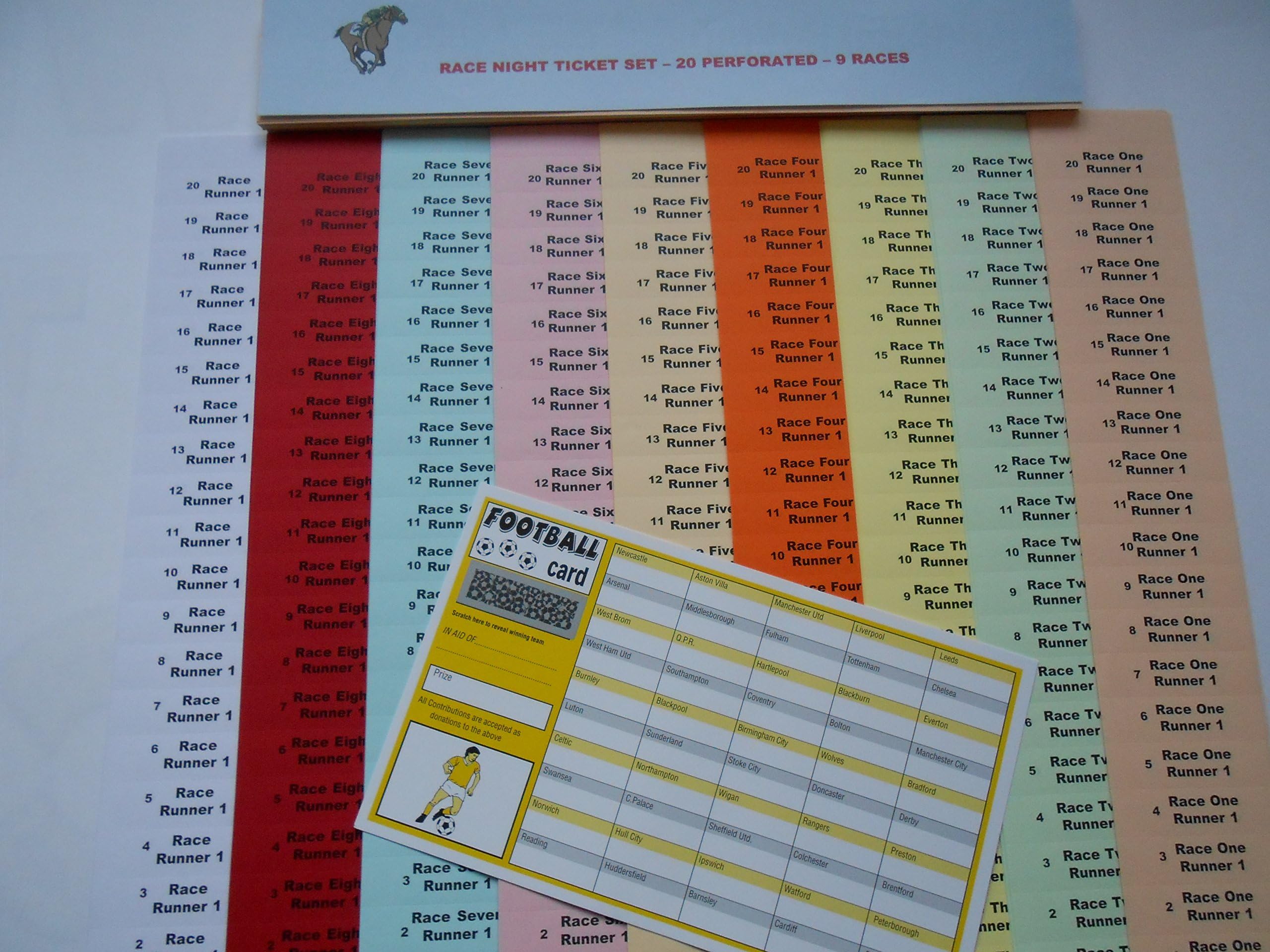 – DWL RACE NIGHT TICKET SET - 20 PER RUNNER - PERFORATED - EACH RACE A