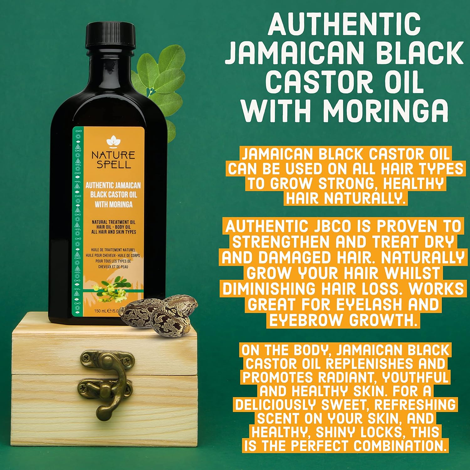 Nature Spell Jamaican Black Castor and Moringa Oil Blend for Hair & Scalp - Image 4