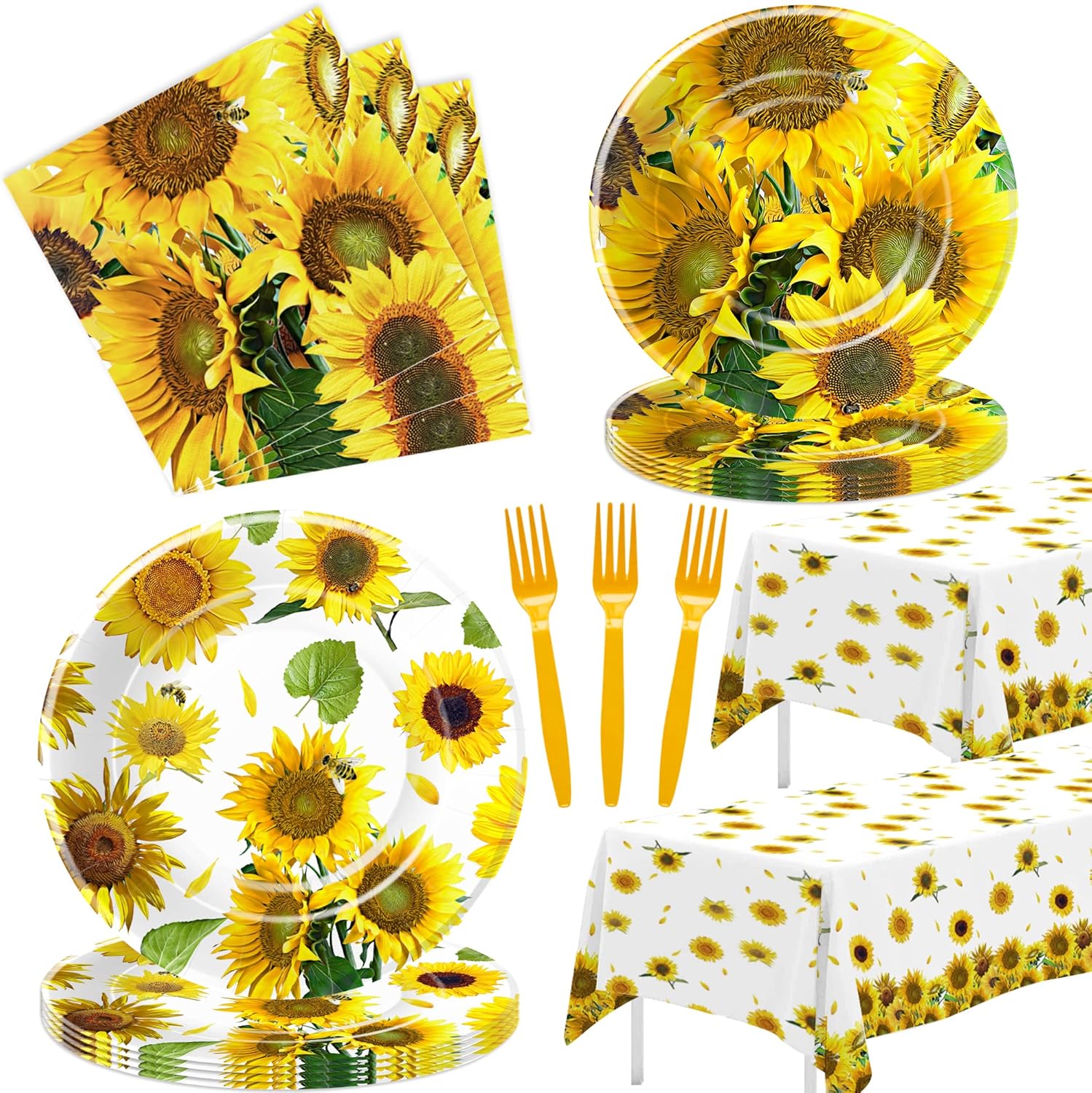 APOWBLS Sunflower Plates And Napkins Party Decorations Tableware, Sunflower Party