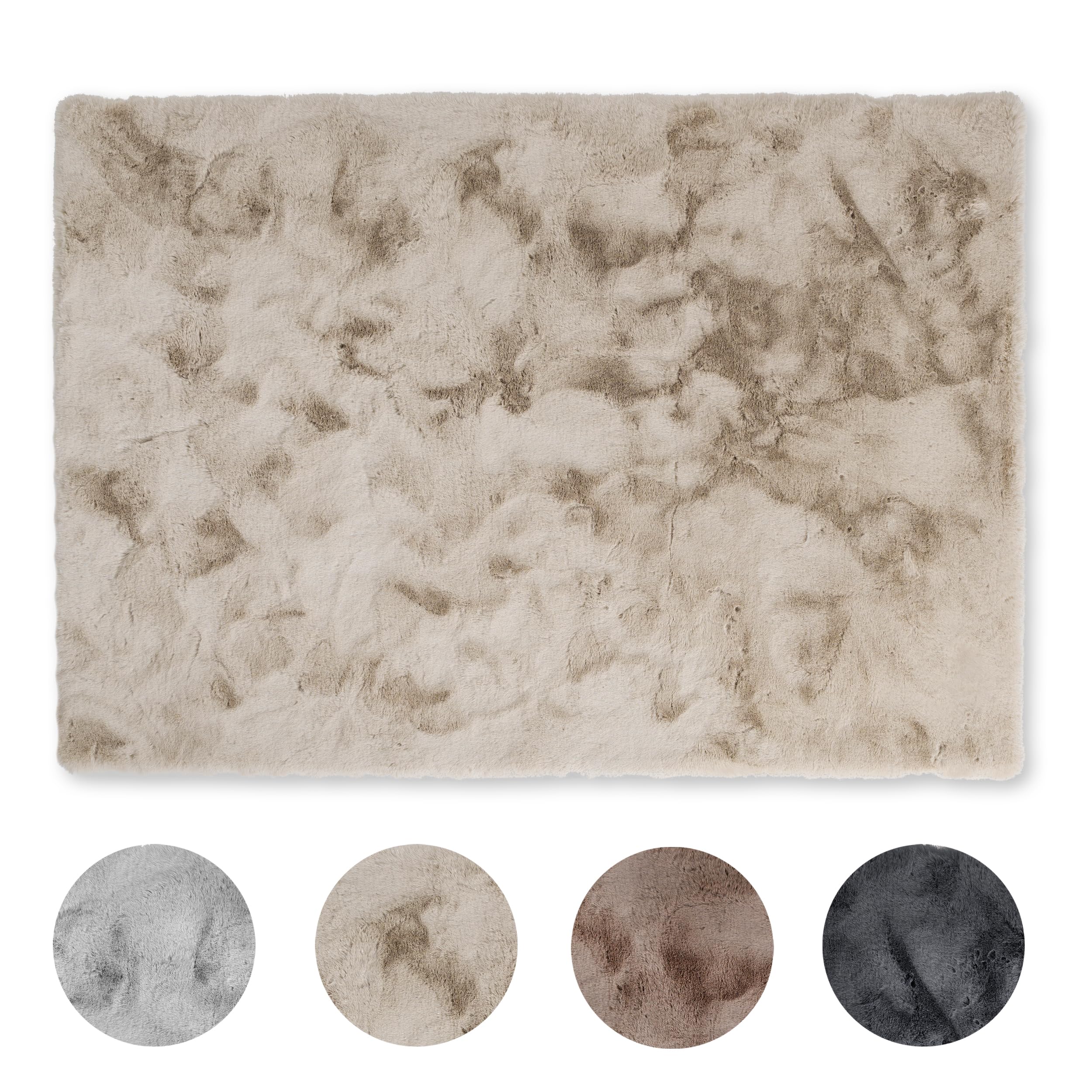 Schöner Wohnen Kollektion Tapis en Fausse Fourrure de Haute qualité Moelleux - Tapis Salon - Tapis à Poils Hauts Peau d'agneau - Peau de Mouton déco rectangulaire Beige 80 x 150 cm
