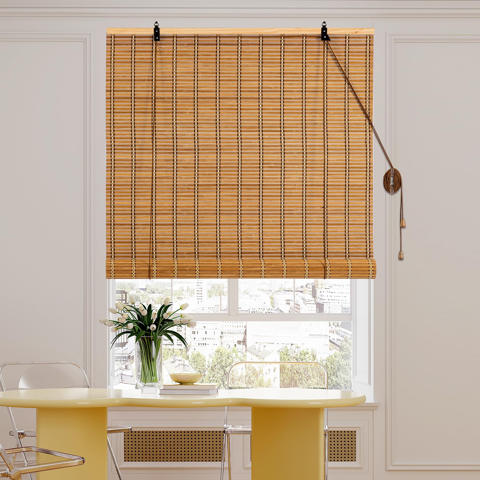 Store Occultant,Store Bambou Intérieur,Protection Solaire Protection visuelle Store à enroulement à tirage latéral pour Fenêtres et Portes,120x180 cm