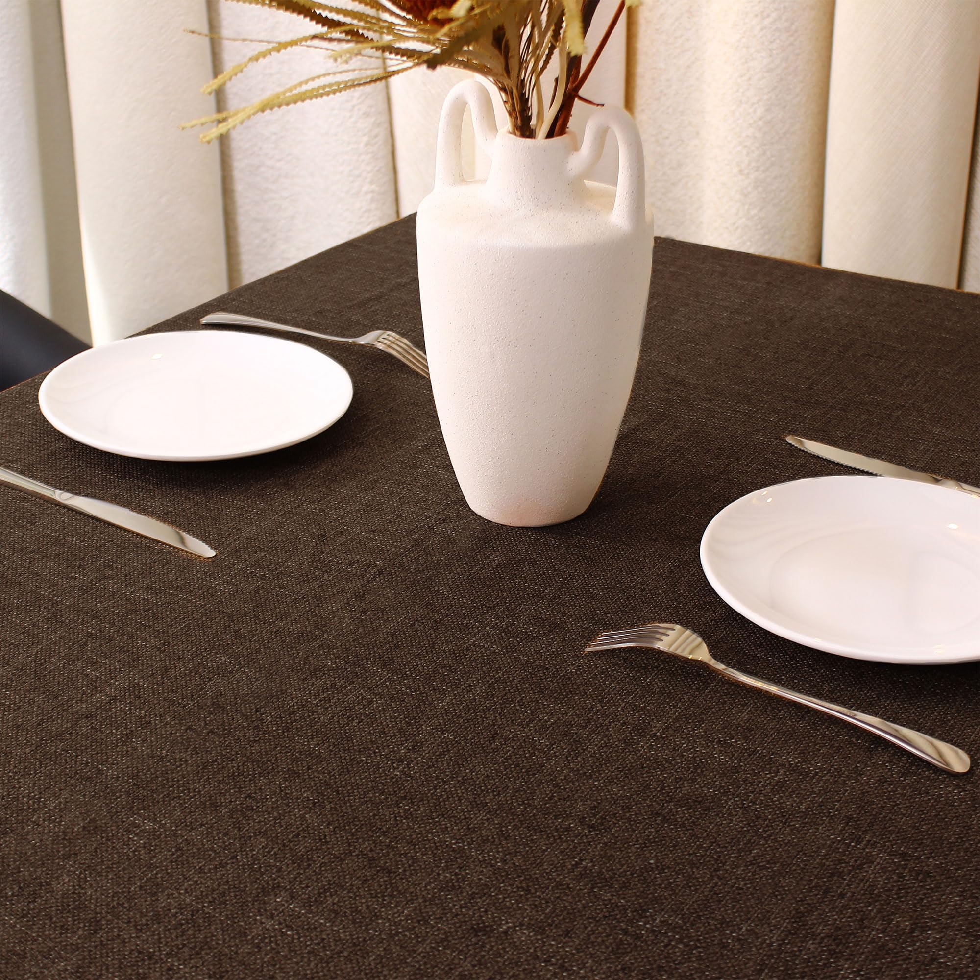 homeart Velora Dark Brown Rectangular Tablecloth 120 × 160 cm (47″ × 63″) – Water-Resistant, Wipeable & Durable Fabric – Elegant Protective Table Cover for Dining, Kitchen & Events
