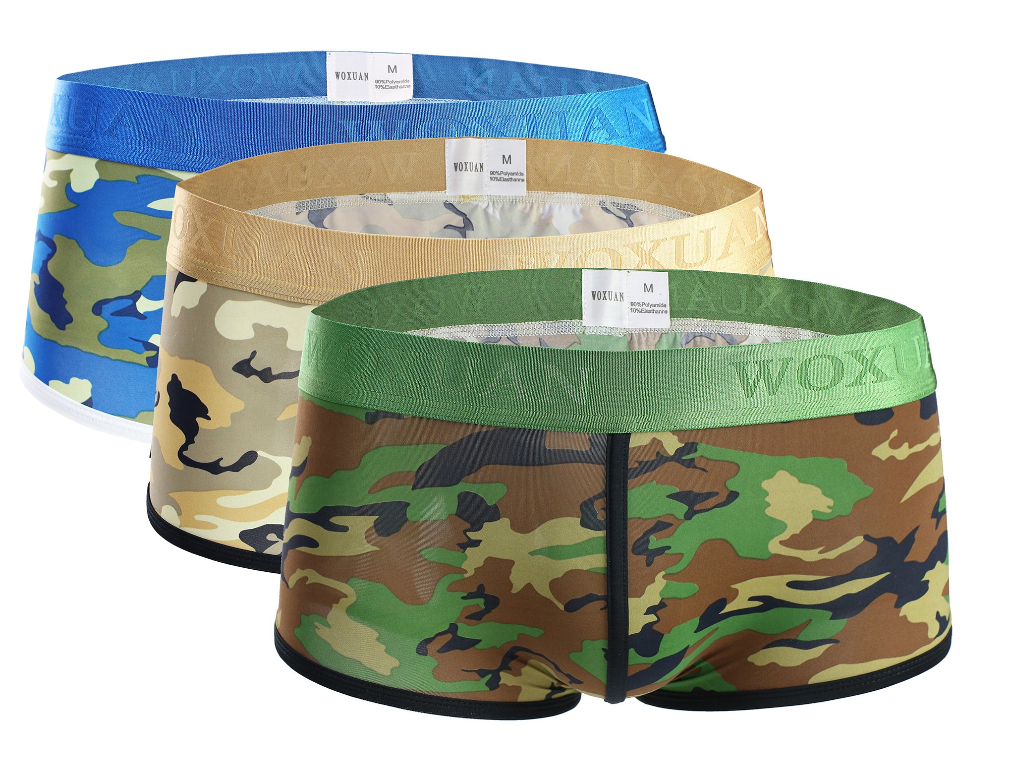 TESOON Mens Camo Breathable Underwear Low Rise Boxer Briefs, Camo-3pcs, S