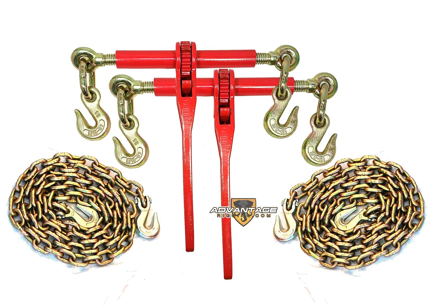 Advantage Rigging - 5/16" Transport Hauling Load Package - (2) Ratchet Binders - (2) 10' Foot Chains