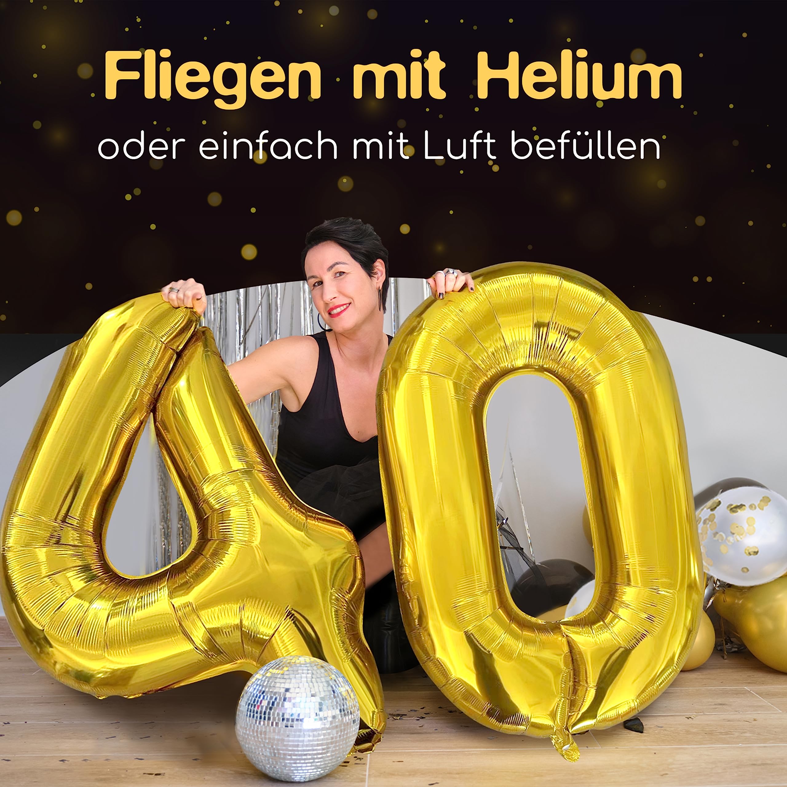 Ballonnen 40 jaar zwart en goud | Cijfer 40 Verjaardag | De Goede keus