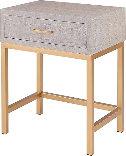 New Pacific Direct Durham Faux Shagreen - Mesa auxiliar con 1 cajón, color marrón