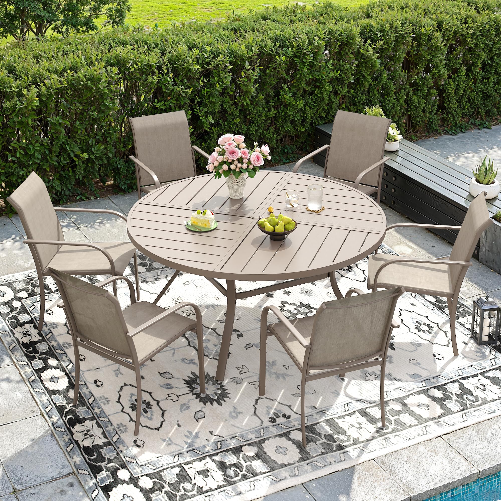 DIFY 7 Pieces Outdoor Patio Dining Set for 6