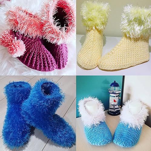 Miniatura 8 de Lash Fun - Hilo de pelo de alta calidad, 100% poliéster, 164 yardas (150 Mt), 3.53 onzas (3.53 oz) hilo de ganchillo colorido para tejer a mano